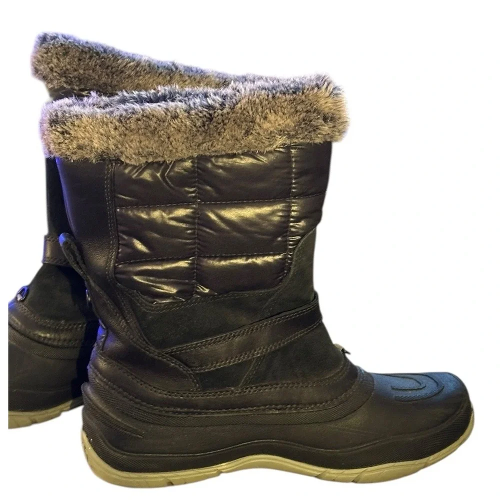 North Face Shellista Boots Womens Sz 7.5 Black Primaloft Pull On Faux Fur Trim